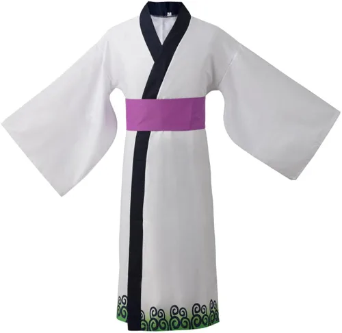 Vista 4 de GWOKDAN Kimono de anime para hombre disfraz de Roronoa bata de cosplay de Zoro uniforme de capa trajes de Halloween con aretes