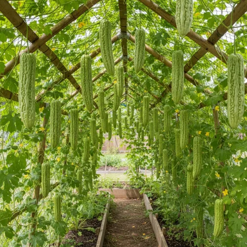 Vista 5 de 40 semillas de melón amargo para plantar: semillas de ampalaya y calabaza amarga, semillas de vegetales para jardín doméstico, contenedor o cultivo