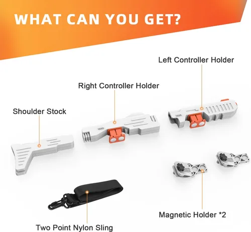 Vista 6 de Relohas VR Accessories for Meta Quest 2, Humanized Weighted Gun Stock for Oculus Quest 2, Better Control Feel Grip Take Vivid FPS Gaming Experience