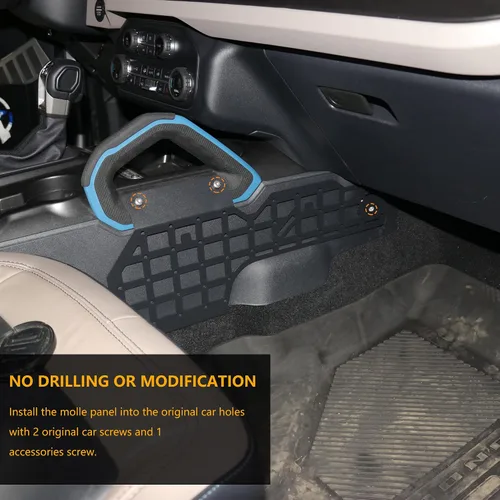 Vista 3 de Molle Panel para Ford Bronco 2021 2022 2023 2024 2025 2/4 puertas Accesorios interiores de 2/4 puertas, almacenamiento de consola central