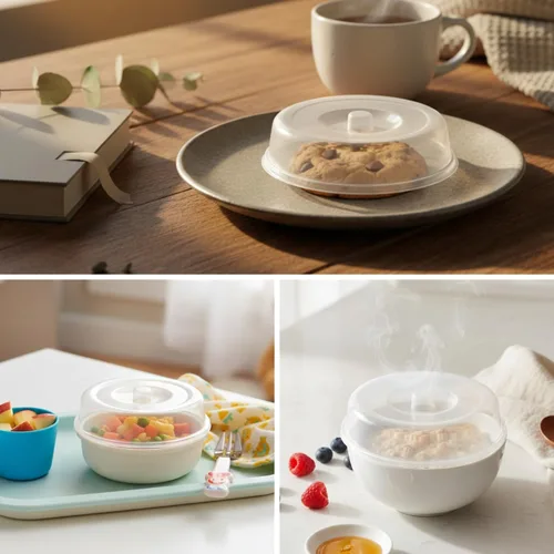 Vista 7 de Flexzion Juego de 5 fundas para platos de microondas, sin BPA, con ventilación de vapor ajustable, aptas para lavavajillas, cubiertas de plástico