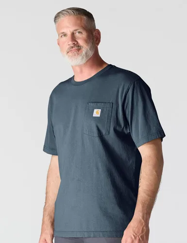 Vista 2 de Carhartt Camiseta con bolsillo Iconic K87 para hombre Piedra azul