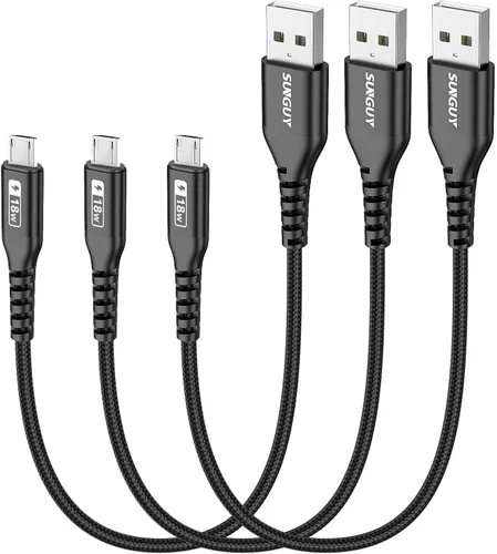 Vista 12 de SUNGUY Cable micro USB corto de 6 pulgadas, paquete de 3, cable USB a micro USB de 0.5 pies, cable de transferencia de datos USB 2.0 trenzado