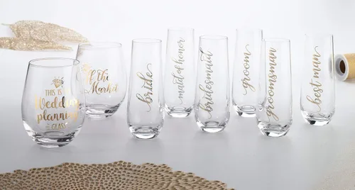 Vista 2 de Lillian Rose Copa de champán Gold Best Man sin tallo, 8 onzas