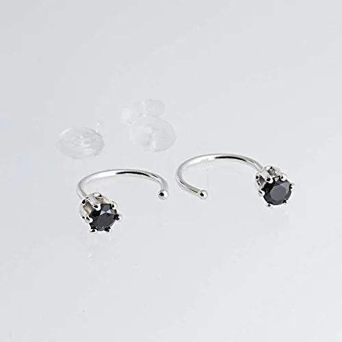 Vista 3 de Aretes de plata de ley para mujeres y niñas, hipoalergénicos para cartílago