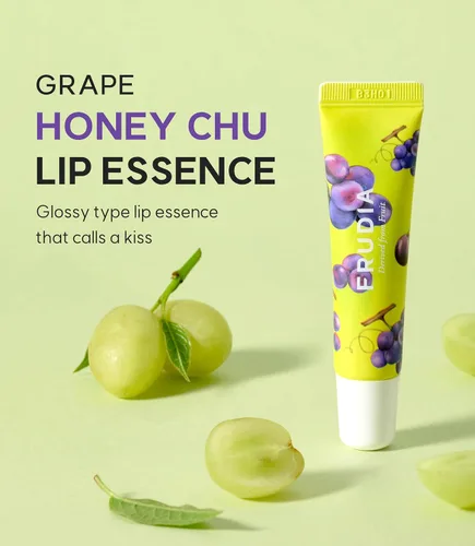 Vista 2 de WELCOS FRUDIA Grape Honey Chu Lip Essence – Bálsamo labial coreano para hombres y mujeres Tubos de bálsamo labial orgánico para el cuidado