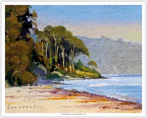 Vista 11 de Goleta Beach - Santa Barbara California - De una pintura original a color por Wade Koniakowsky - Impresión de papel mate de arte fino (sin marco)
