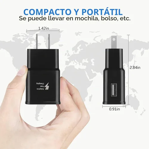 Vista 6 de Paquete de 2 adaptadores de carga rápida adaptables para Samsung Galaxy S26 S25 S24 S23 S22 S21 S20 S10 Plus S9 S8 S7 A57 A36 A26 A17 A15 A14 A13