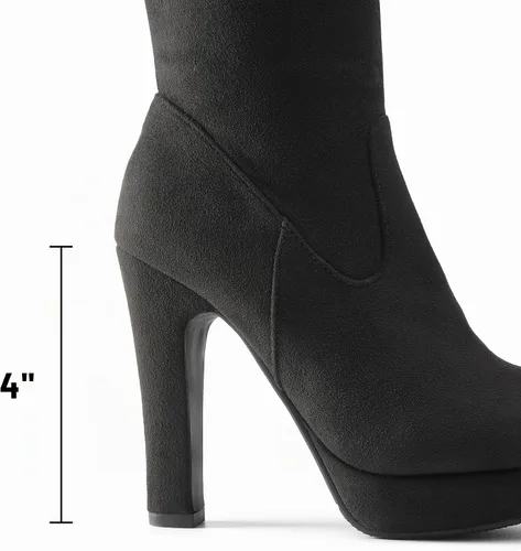 Vista 2 de DREAM PAIRS Botas altas para mujer, con plataforma, negras, tacón alto robusto, por encima de la rodilla Negro
