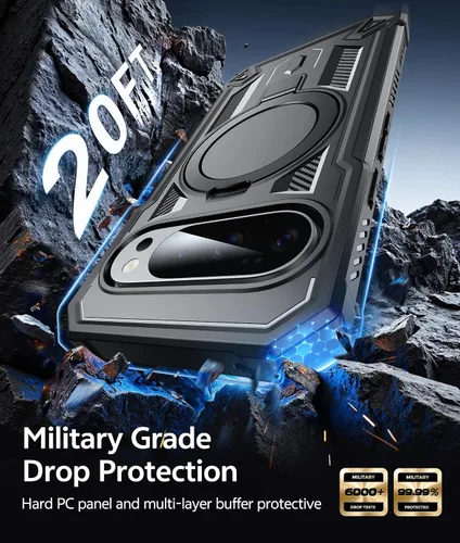 Vista 6 de FNTCASE para Google Pixel 10-Pro-XL Funda: para 9 Pro XL con soporte de anillo soporte magnético grado militar a prueba de golpes funda protectora