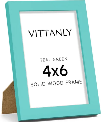Vista 117 de Vittanly - Marco de fotos de 4 x 6 pulgadas de madera maciza con plexiglás, incluye paspartú de 3,5 x 5, para colgar en la pared o poner sobre una