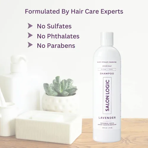 Vista 4 de SalonLogic Champú limpio y puro para uso diario, lavanda, productos de calidad de salón, tratamiento de queratina, aroma natural, hidratante