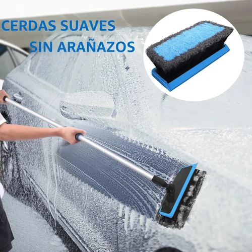 Vista 2 de Wontolf Cepillo de Lavado de Coche de 62'' con Mango Largo, Cerdas Suaves Sin Rayones Kit Resistente de Trapeador de Lavado de Coche, Kit Completo