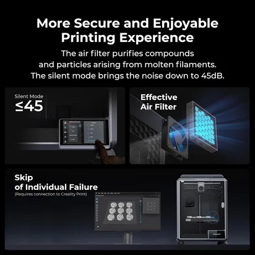 Vista 9 de Creality K1C Impresora 3D, Nivelación Automática de Alta Velocidad de 600mm/s, Extrusora Directa Robusta Libre de Obstrucciones K1 SE Impresora 3D
