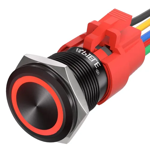Vista 9 de APIELE Interruptor momentáneo de botón de encendido y apagado de 0.748 in de aleación de aluminio con cabezal de ojo de ángel LED de 12 V