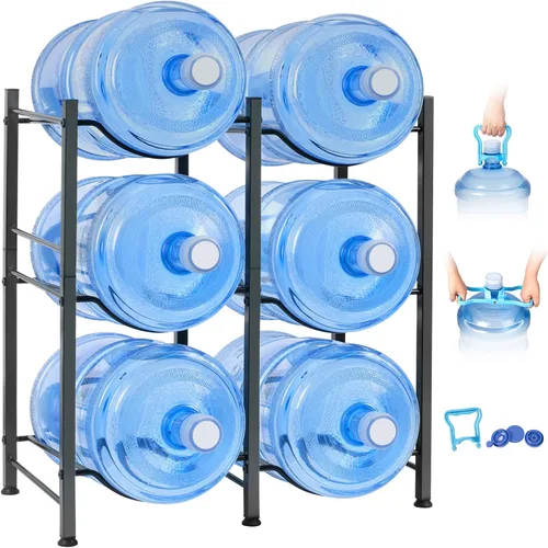Vista 11 de Klvied - Organizador resistente de jarra de agua de 5 niveles, estante resistente para garrafón de agua de 5 galones para cocina, oficina, sala
