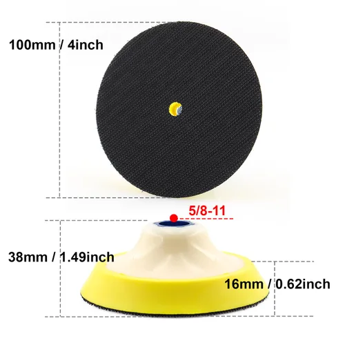 Vista 2 de Almohadilla de respaldo giratoria de gancho y bucle de 4 pulgadas con rosca de 5/8 "-11 para lijado/pulido almohadillas de amoladora angular