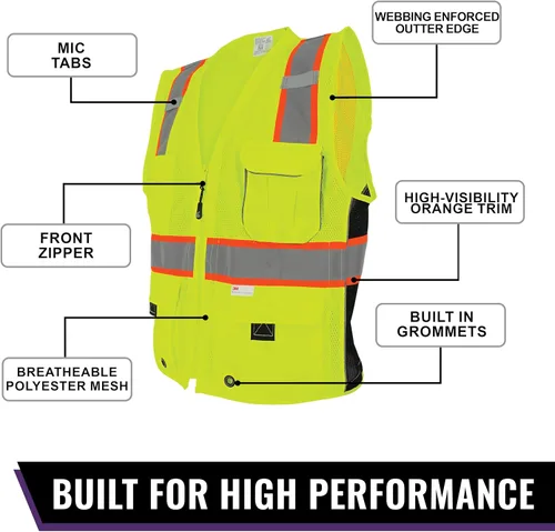 Vista 3 de Global Glove High Visibility Safety Vest, Lightweight and Breathable