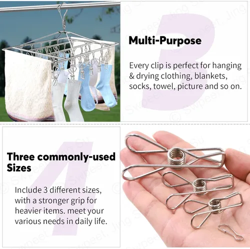 Vista 8 de Swpeet 195pcs Clip de alambre de metal multiusos a prueba de viento pinzas de metal clips titulares