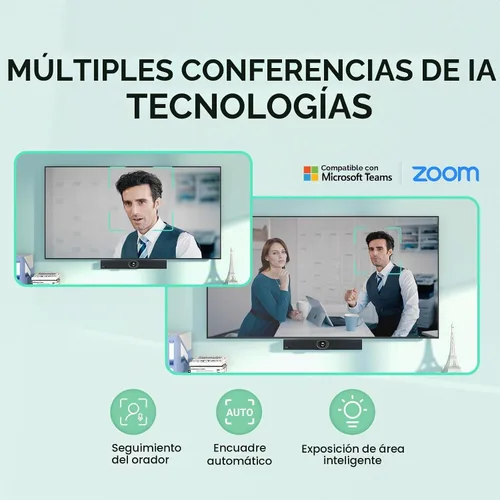 Vista 4 de Sistema de cámara de sala de conferencias Yealink UVC40 E2 4K 8 Mic para salas Huddle PC/Mac/laptop Compatible, Ultra HD 4K, 120 Degree Wide-Angle