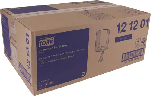 Vista 9 de Tork Basic Centerfeed Limpiador de Papel Blanco M2, Alta Absorbencia, 6 x 600 Hojas, 121201