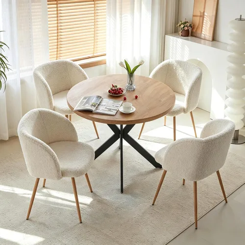 Vista 18 de Homedot Juego de mesa de comedor de cocina de 3 piezas para 2, mesa de comedor redonda negra de 37 pulgadas con brazos de comedor negros, juego