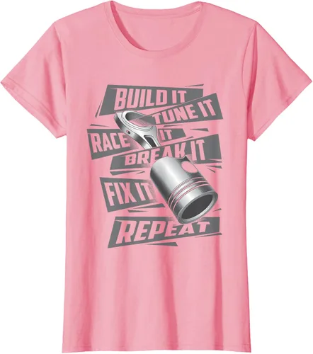 Vista 15 de Build It Tune It Race It Break It - Camiseta para entusiastas de los coches de carreras, talla S Negro