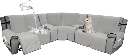 Vista 97 de Fundas de terciopelo 10% impermeables para sofá modular reclinable en forma de L, 1 pieza, fundas acolchadas para sofá reclinable esquinero, juego