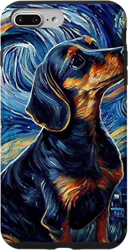 Vista 12 de Funda para iPhone 16 Starry Night Famoso Estilo de Pintura Dachshund