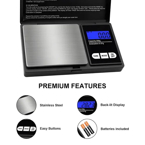 Vista 7 de Escala digital pequeña de 7.05 oz/0.00 oz de precisión de gramos y onzas para joyas, polvo, monedas, báscula de bolsillo de cocina de alimentos