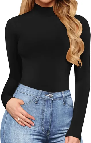 Vista 2 de MANGOPOP - Cuello de tortuga para mujeres Traje de cuerpo entero de manga larga