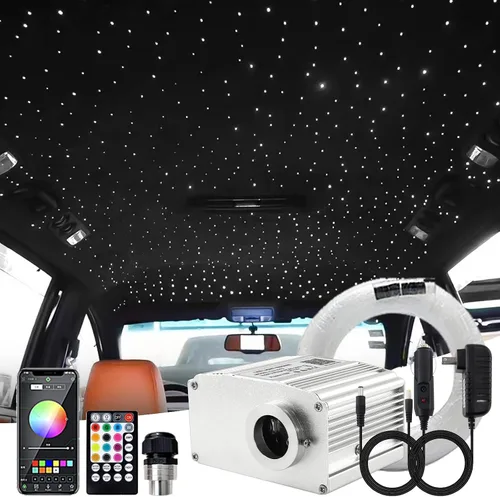 Vista 8 de ATOKEE Kit de Luminarias de Techo de Estrellas de 10W 150pcs 0.076cm 1.98m, Luces de Fibra Óptica con Efecto de Estrellas y Sonido Activadas