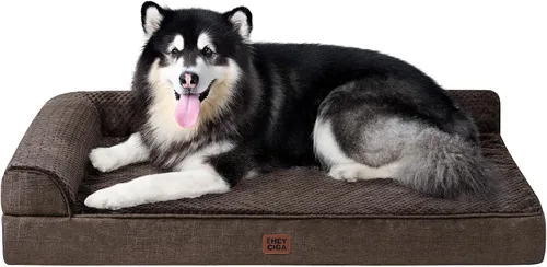 Vista 34 de EHEYCIGA - Cama ortopédica para perros de tamaño mediano, cama de espuma viscoelástica para perros, color beige Small Dog Sofa with Washable