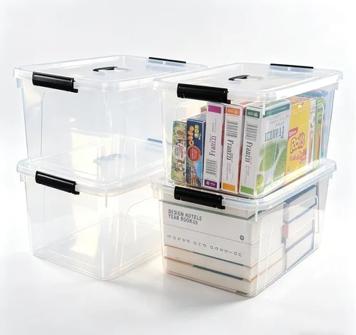 Vista 8 de Esdiplot - Paquete de 4 cajas de almacenamiento transparentes con tapa, 10,5 L con cierre de plástico con asas