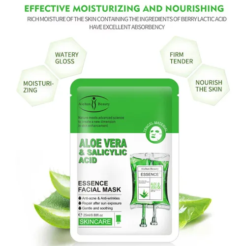 Vista 3 de AICHUN BEAUTY Essence Máscara facial Tencel material antiacné antiarrugas reparación después del sol hidratante limpieza profunda poro contractivo