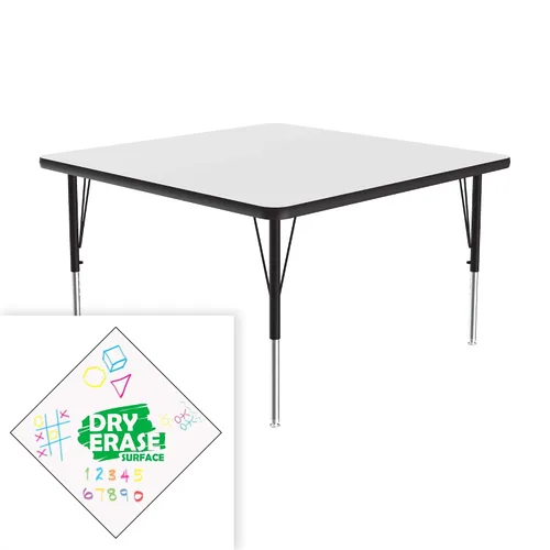 Vista 21 de Correll - Tabla rectangular de 24 x 60 pulgadas, tabla de actividades, altura ajustable, laminado de alta presión blanco duradero, muebles