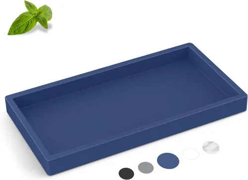 Vista 18 de Bandeja de baño de silicona, bandeja de baño pequeña negra a prueba de roturas, bandejas de tocador duraderas de silicona de alta calidad para Negro