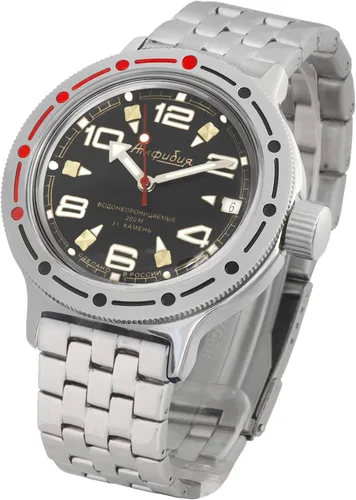 Vista 2 de Vostok Anfibio automático reloj de pulsera para hombre de cuerda automática Reloj de pulsera con caja de anfibia militar #334335 (420335 acero 710)