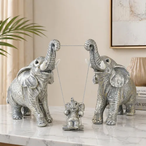 Vista 14 de Estatua de elefante, decoración de figuras de elefante dorado