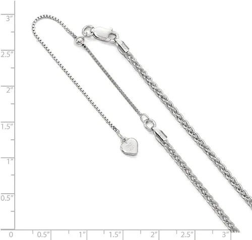 Vista 2 de The Black Bow Collar de cadena ajustable de plata esterlina chapada en rodio de 0.098 in