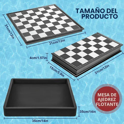 Vista 2 de Liliful Tablero flotante de múltiples juegos, reversible, plegable, tablero de ajedrez Tic Tac Toe portátil, juego de ajedrez y damas de backgammon