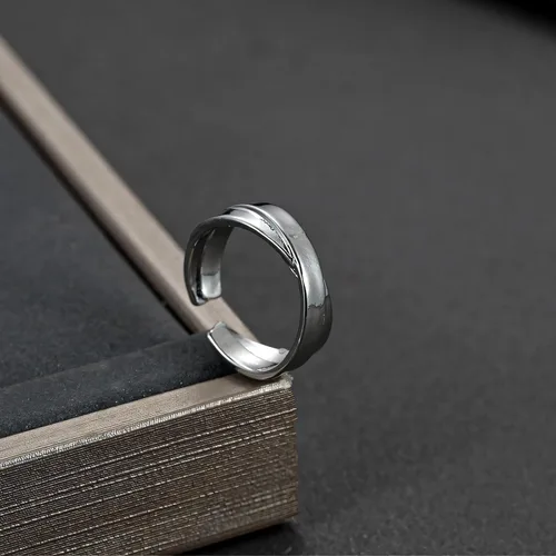 Vista 12 de Anillo de plata de ley 925, minimalista, ajustable, hecho a mano, para mujeres y niñas