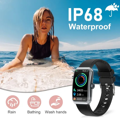 Vista 7 de Rastreador de actividad física con frecuencia cardíaca 24/7, oxígeno en sangre, rastreador de sueño, reloj de fitness impermeable, rastreador