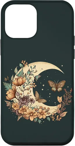 Vista 12 de Funda bohemia con diseño de luna creciente y mariposa para iPhone 15