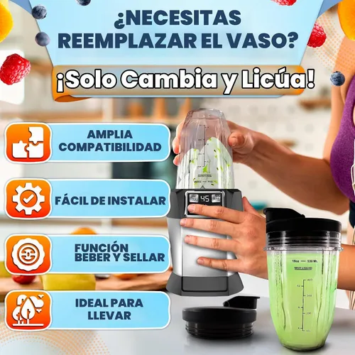 Vista 7 de Vasos de repuesto de 18 onzas para licuadora Ninja, paquete de 2, diseño Vasos de licuadora compatibles con los modelos BL480/450/480D, Auto IQ 18