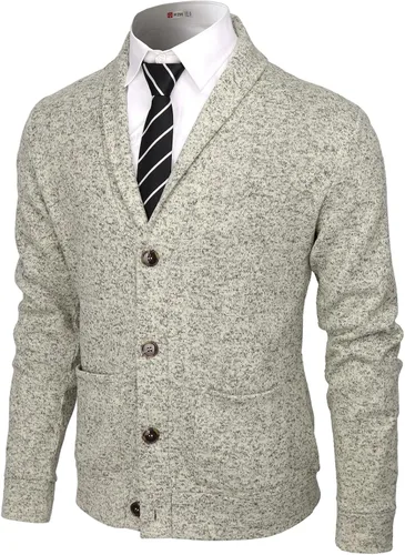 Vista 11 de H2H - Suéter casual para hombre, con ajuste cómodo, cuello esmoquin, de tela suave Cmocal050-negro