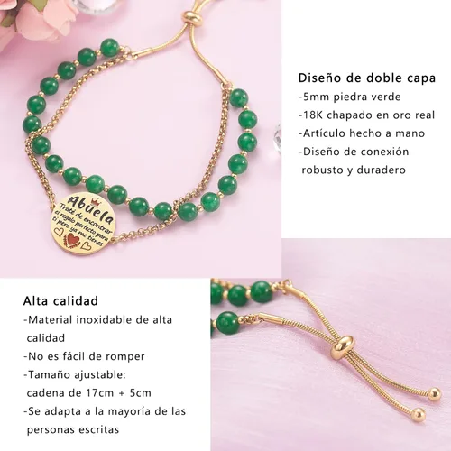 Vista 2 de LParkin Doble Cuenta Pulsera Abuela Acero Inoxidable, Regalo Original para Abuela, Obsequios Abuela Personalizados Cumpleaños