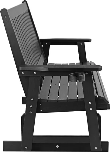 Vista 9 de HIPS Silla de columpio para patio con portavasos, resistente a todo tipo de clima, respaldo alto y asiento profundo contorneado, resistente para 900