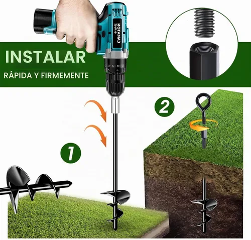 Vista 5 de Anclajes de Tierra, Anclajes para Columpios de Servicio Pesado, Anclaje de Tierra en Espiral para Trampolín, Camping, Cobertizo, Toldos, Anclaje