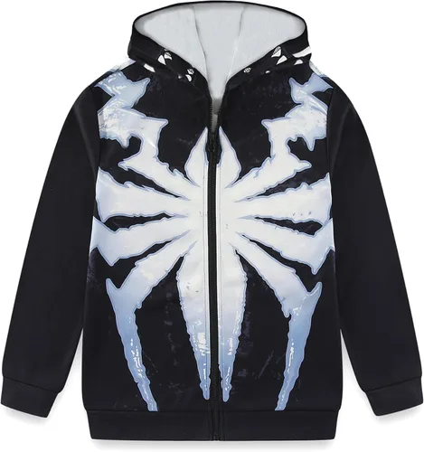 Vista 3 de Marvel Spider-Man 2 Miles Morales Venom - Sudadera con capucha y cremallera completa para niños grandes (talla: 8-20)